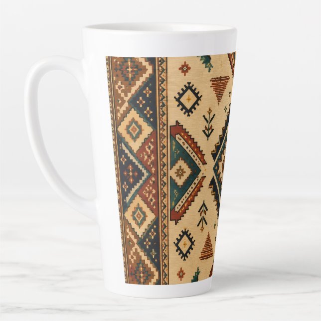 Boho Tribal Geometric Pattern Coffee Mug | Rustic  (Left)
