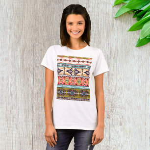 Boho Tribal Geometric Pattern Southwestern Aztec T-Shirt