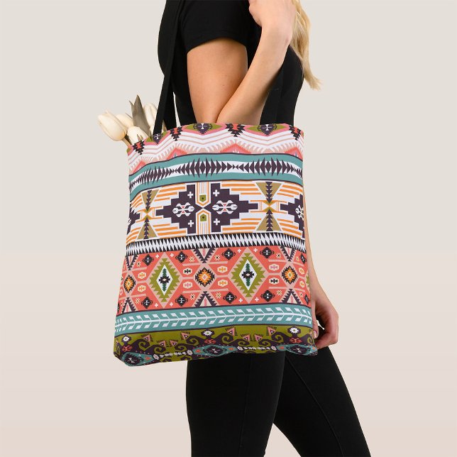 Boho Tribal Geometric Pattern Southwestern Aztec  Tote Bag (Creator Uploaded)