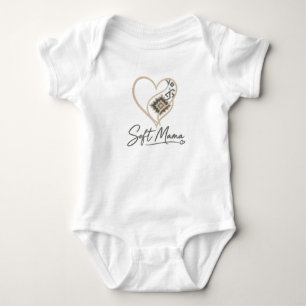 Boho Tribal Heart "Soft Mama" Elegant Typography Baby Bodysuit