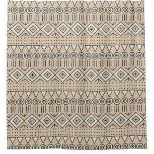 Boho Tribal Mudcloth Pattern, Beige, Black, Cream Shower Curtain