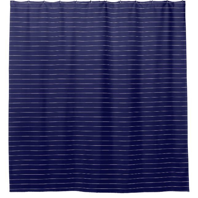 Boho Tribal Nautical Navy Blue stripe Shower Curtain (Front)