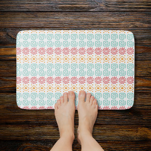 Boho Tribal Pattern Bath Mat   Pastel Sun 
