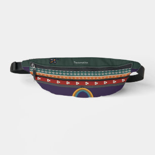 Boho Tribal Pattern Rainbow Purple Green Festival Bum Bags
