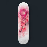 *~* Boho . Tribal Shamanic Sacred . Dream Catcher Skateboard<br><div class="desc">* Western BOHO American Watercolor Abstract Dream Catcher Journey with lovely Feathers as a Shamanic symbol for a Native American Spiritual Healer or BOHEMIAM design. * . *** The colours are mostly bright DEEP PINK RED MAGENTA colours on WHITE. This spirit based esoteric popular boho creative abstract modern dreamcatcher and...</div>