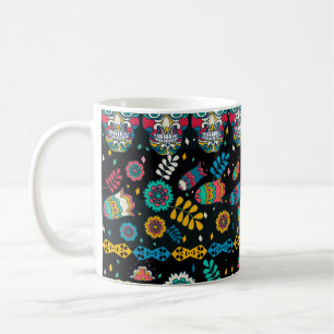 Boho tribal skulls: colourful pattern. coffee mug