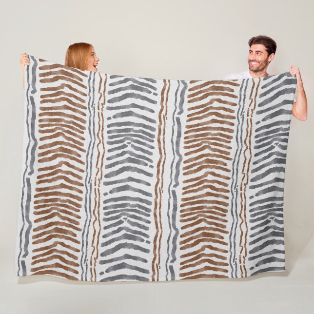 Boho Tribal Striped Fleece Blanket (In Situ)