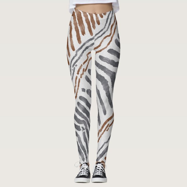 Boho Tribal Striped Leggings (Front)