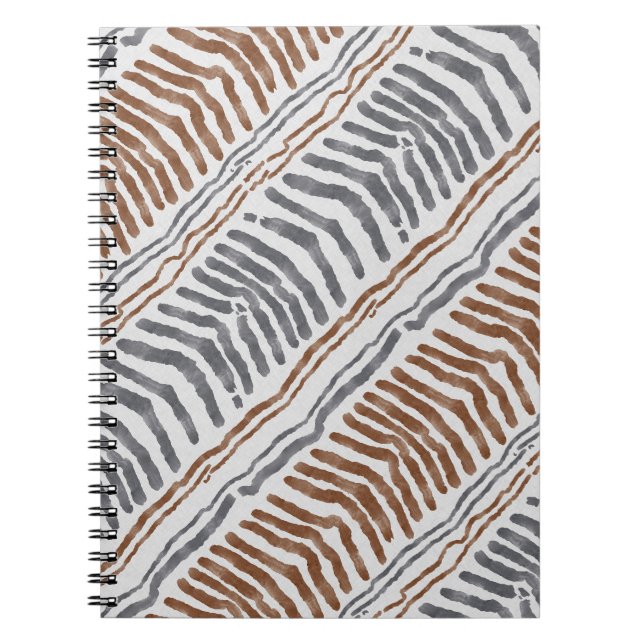 Boho Tribal Striped Spiral Notebook (Front)