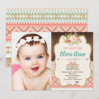 Boho tribal wild one girl 1st birthday photo