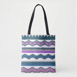 Boho Tribal Zigzag Pattern Tote Bag 