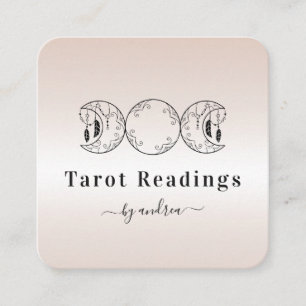 Boho Triple Moon Cream Reader Energy Healer  Square Business Card
