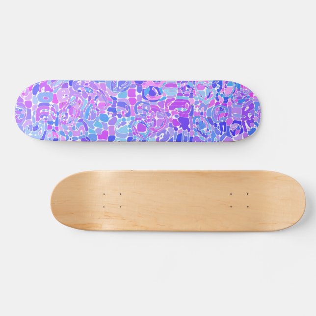 Boho Trippy Groovy Colourful Abstract Blob Mosaic Skateboard (Horz)