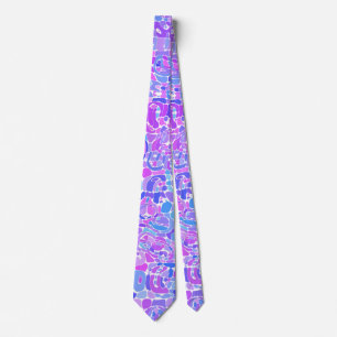 Boho Trippy Groovy Colourful Abstract Blob Mosaic Tie