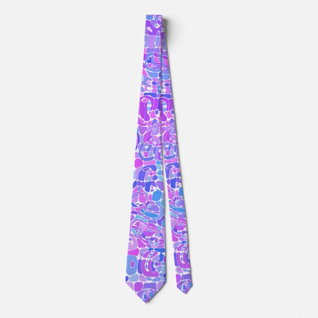 Boho Trippy Groovy Colourful Abstract Blob Mosaic Tie (Front)