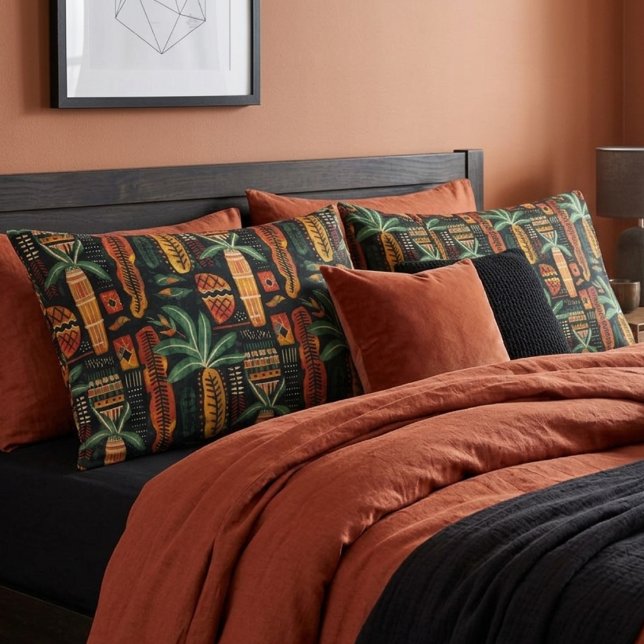 Boho Tropical African Mudcloth Pattern Pillowcase (Boho Tropical African Mudcloth Pattern Pillow Case)