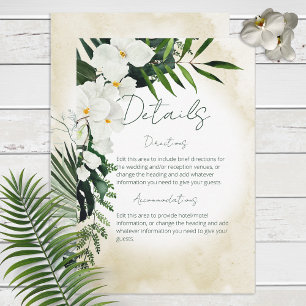 Boho Tropical Beach Watercolor Details Wedding Enclosure Card