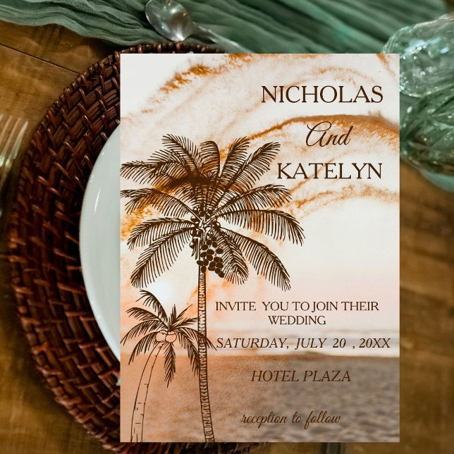 Boho Tropical Beach Wedding Invitations PRINTED  (Creator Uploaded)