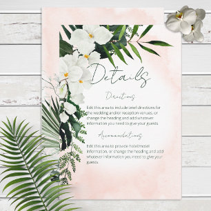 Boho Tropical Blush Watercolor Details Card