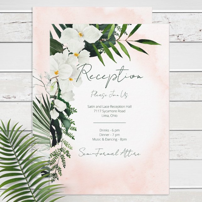 Boho Tropical Blush Watercolor Reception Wedding Enclosure Card (Creator Uploaded)