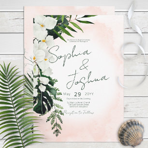 Boho Tropical Blush Watercolor Wedding Invitation