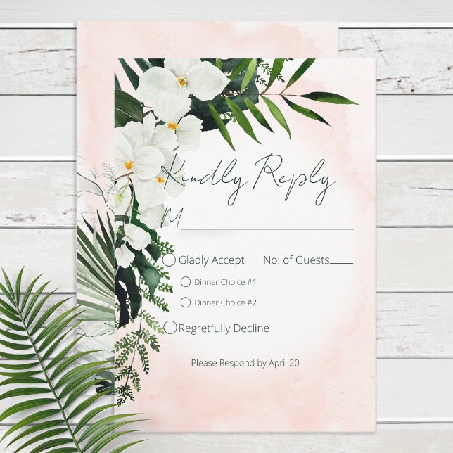 Boho Tropical Blush Watercolor Wedding RSVP Card (Creator Uploaded)