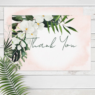 Boho Tropical Blush Watercolor Wedding Thank You Card