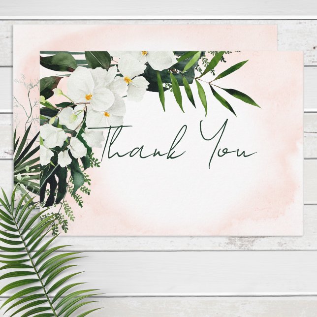 Boho Tropical Blush Watercolor Wedding Thank You Card (Creator Uploaded)