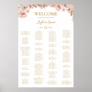 Boho Tropical Botanical   Alphabetical Seating  Poster