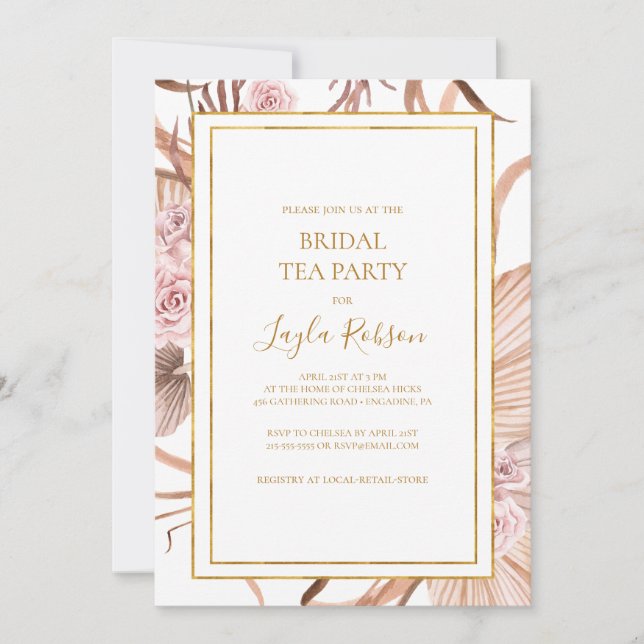 Boho Tropical Botanical | Bridal Tea Party Invitation (Front)