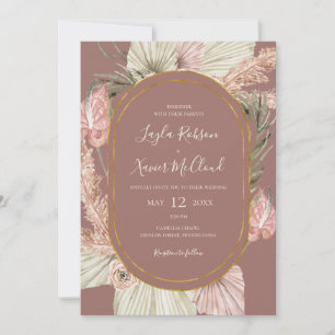 Boho Tropical Botanical   Dusty Rose All In One Invitation