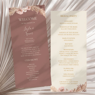 Boho Tropical Botanical   Dusty Rose Flat Wedding Programme