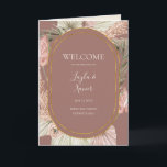 Boho Tropical Botanical Dusty Rose Folded Wedding Programme<br><div class="desc">This boho tropical botanical dusty rose folded wedding program is perfect for your elegant rustic floral, green, peach, rose gold wedding. Design features a gold frame or bouquet with modern blush pink pampas grass, simple sage, ivory, champagne palm leaf, and classic beach greenery. The flowers may include pink rose and...</div>