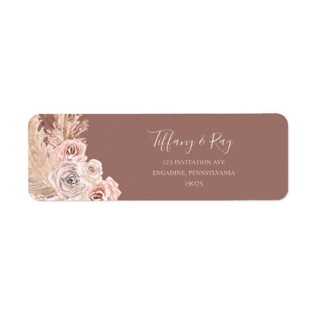 Boho Tropical Botanical Dusty Rose Return Address (Front)
