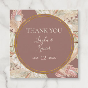 Boho Tropical Botanical   Dusty Rose Thank You Favour Tags