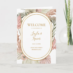 Boho Tropical Botanical Folded Wedding Program Programme