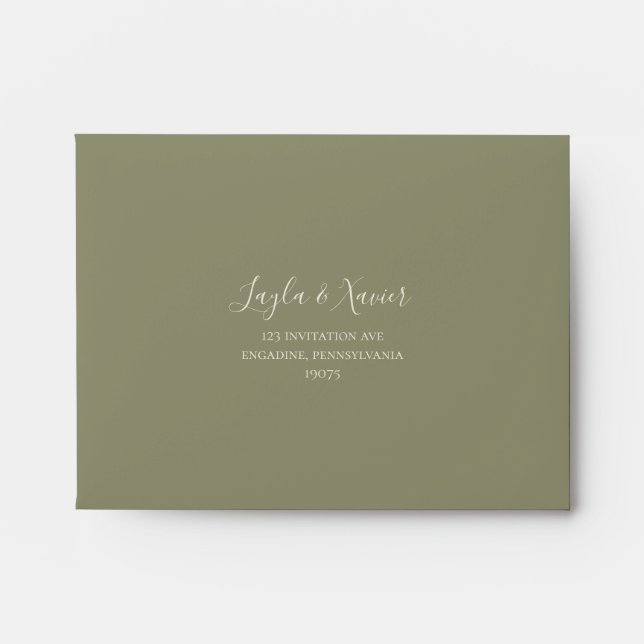 Boho Tropical Botanical Green Self Addressed RSVP Envelope (Front)