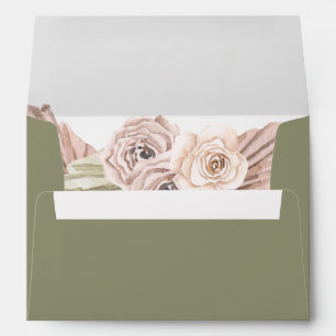 Boho Tropical Botanical   Green Wedding Invitation Envelope