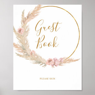 Boho Tropical Botanical Guest Book Sign