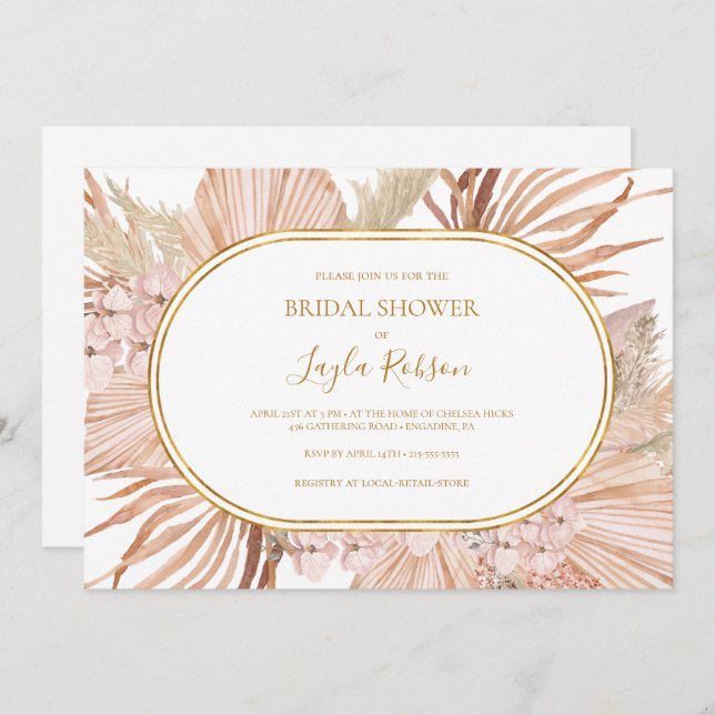 Boho Tropical Botanical | Horizontal Bridal Shower Invitation (Front/Back)