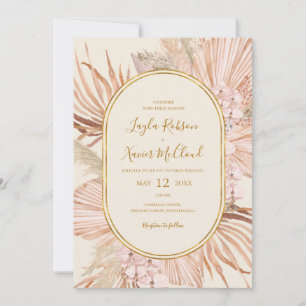 Boho Tropical Botanical   Ivory and Green Casual Invitation
