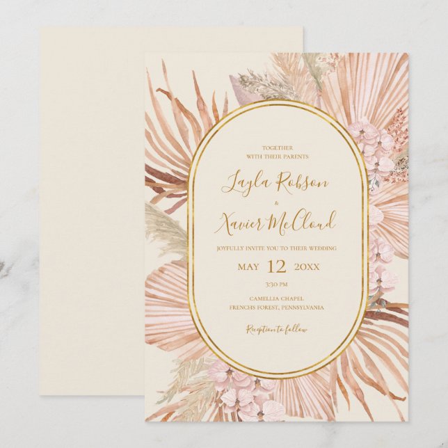 Boho Tropical Botanical | Ivory Casual Wedding Invitation (Front/Back)