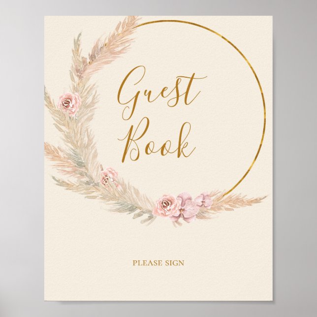 Boho Tropical Botanical | Ivory Guest Book Sign (Front)