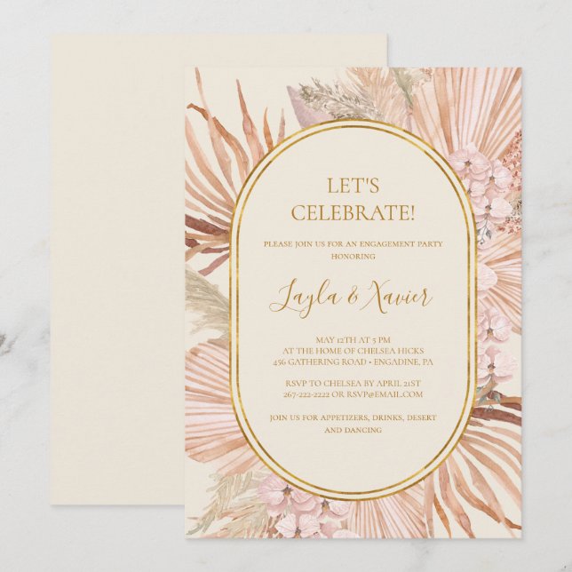 Boho Tropical Botanical | Ivory Let's Celebrate Invitation (Front/Back)