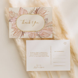 Boho Tropical Botanical   Ivory Wedding Thank You Postcard