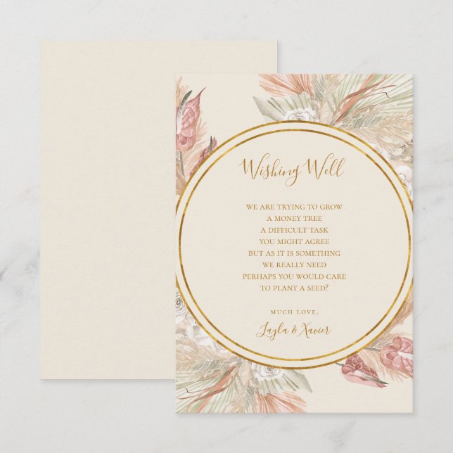 Boho Tropical Botanical Ivory Wedding Wishing Well Enclosure Card (Front/Back)