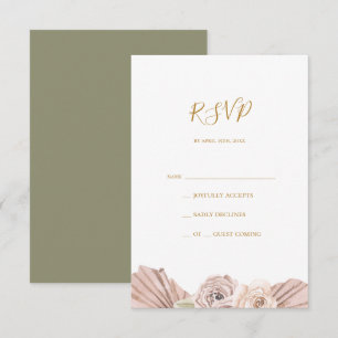 Boho Tropical Botanical   Olive Green RSVP Card