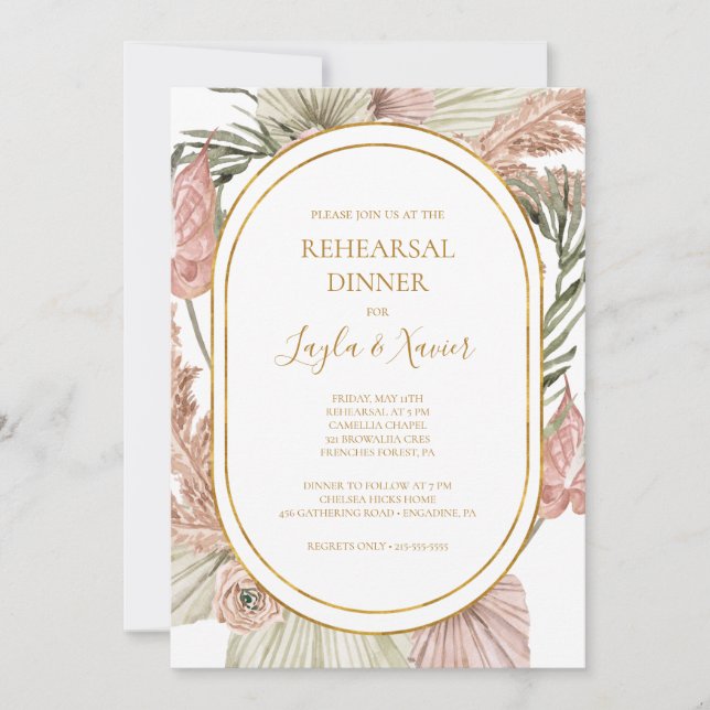 Boho Tropical Botanical | Rehearsal Dinner Invitation (Front)