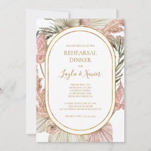 Boho Tropical Botanical   Rehearsal Dinner Invitation