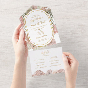 Boho Tropical Botanical Seal And Send All In One Invitation